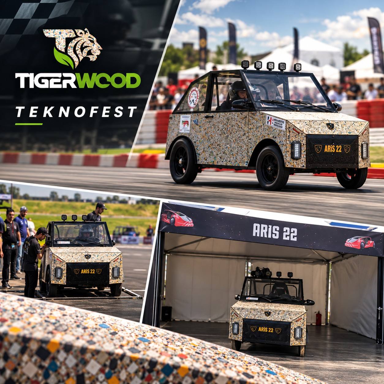 TIGERWOOD panel gövdeli ARIS 22 aracı TEKNOFEST yarış alanında